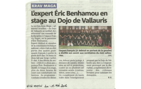 KRAV MAGA : JOURNAL NICE MATIN : &quot;Stage Eric BENHAMOU&quot; 