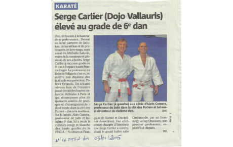 KARATÉ / KRAV MAGA : Article de presse &quot;Nice Matin du 03/01/2015&quot;