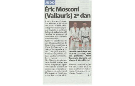 JUDO/JUJITSU: Les honneurs de la presse pour Eric MOSCONI