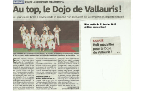 KARATE : les honneurs de la presse pour le KARATE Vallaurien